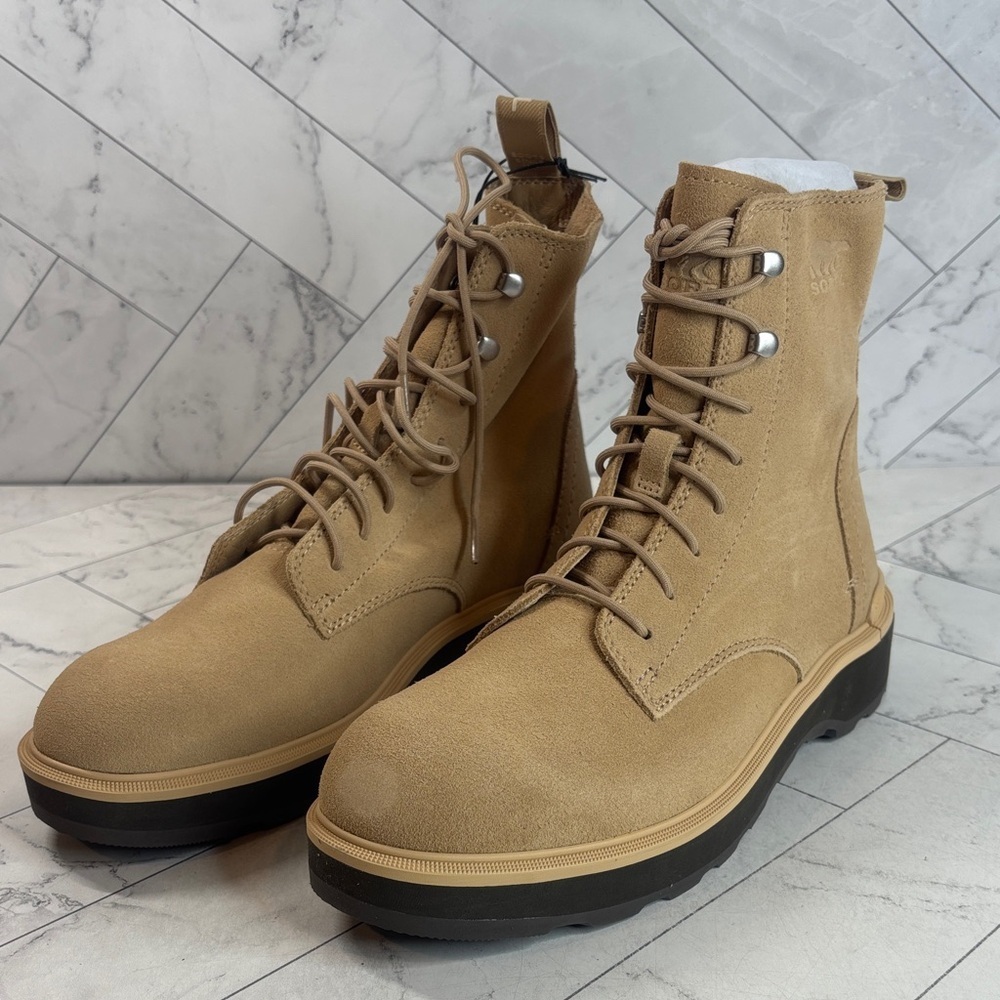 Sorel Hi-Line Tan Suede Waterproof Lace-Up Lightweight Combat Boot. 10. NWT!! - Picture 2 of 9